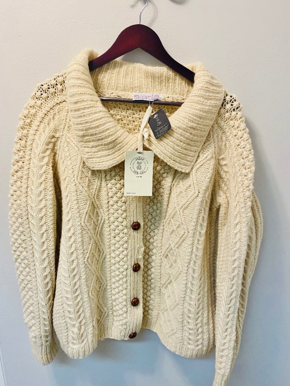 Unique Aran wool cardigan